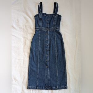 Madewell Blue Sheath Dress Square Neck Sleeveless